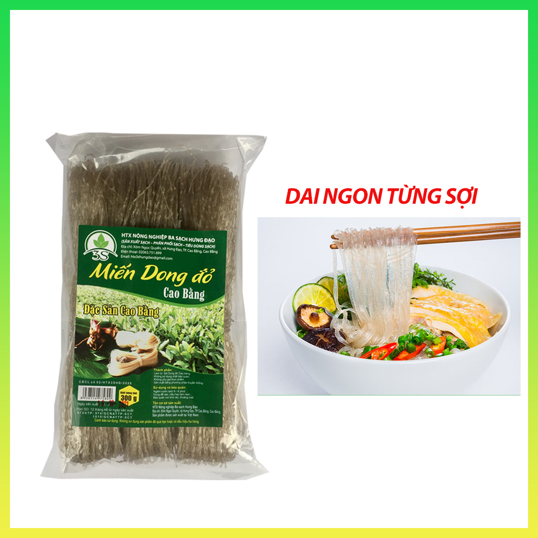 Miến dong / Đỏ cao bằng / Miến phia đén Gói 300G / Dai ngon làm từ củ dong riềng tự nhiên