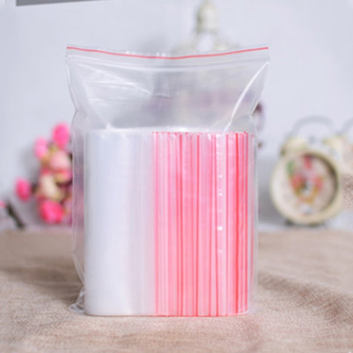 1KG Túi zip chỉ đỏ (zip PE, zip lock, zip viền đỏ) loại dày