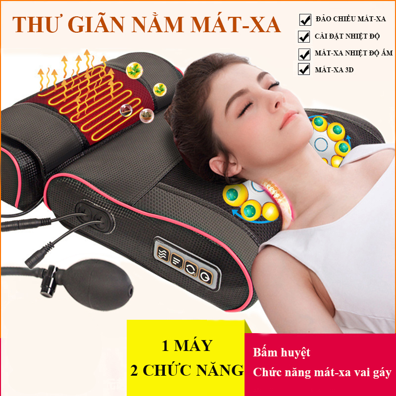 Gối massage máy mát-xa cổ vai gáy mát xa eo hông 20 đầu massage đa chức năng xoa bóp thư giãn ( có túi khí )
