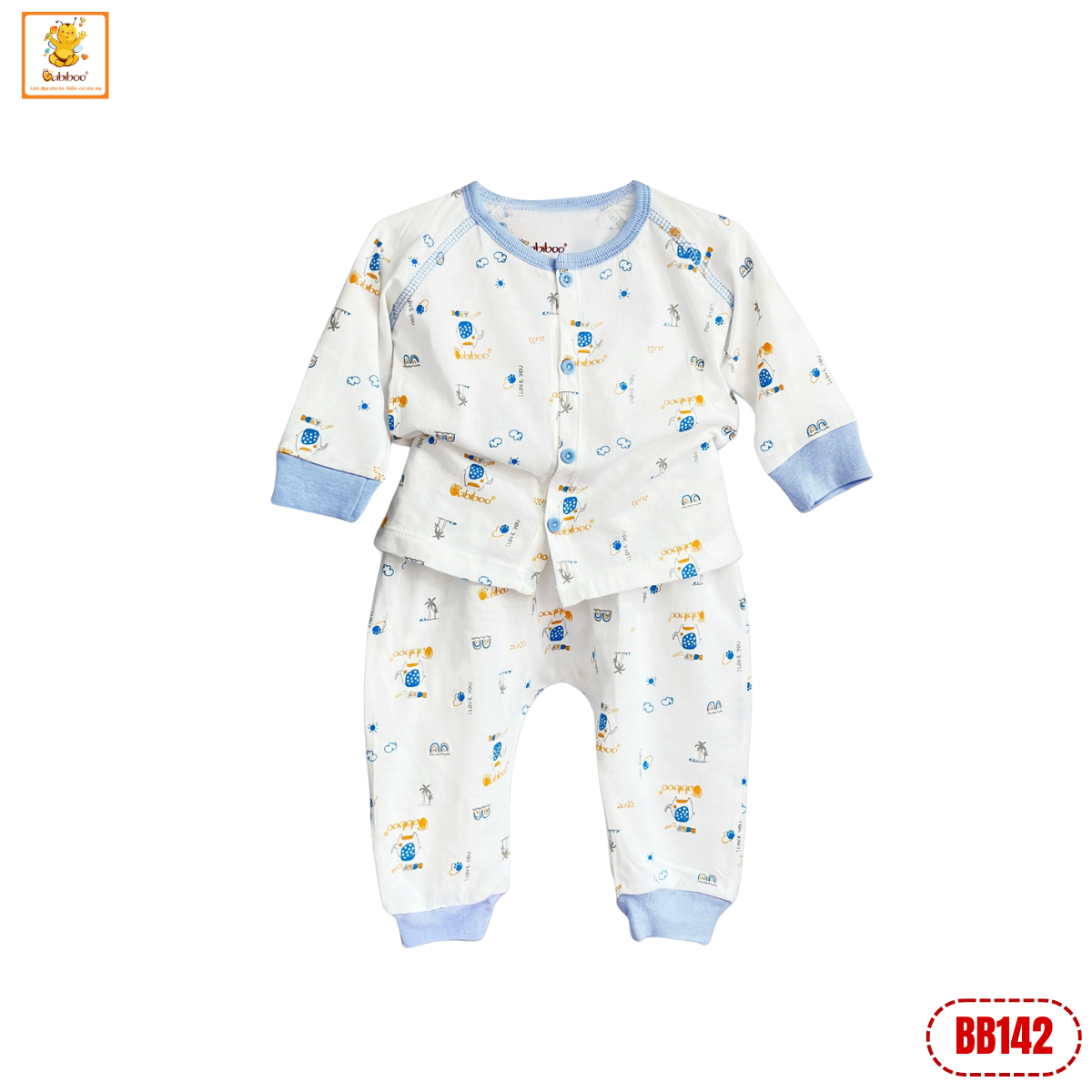Đồ bộ cho bé sơ sinh BABIBOO đồ dài tay thu đông vải cotton siêu mềm - BB142