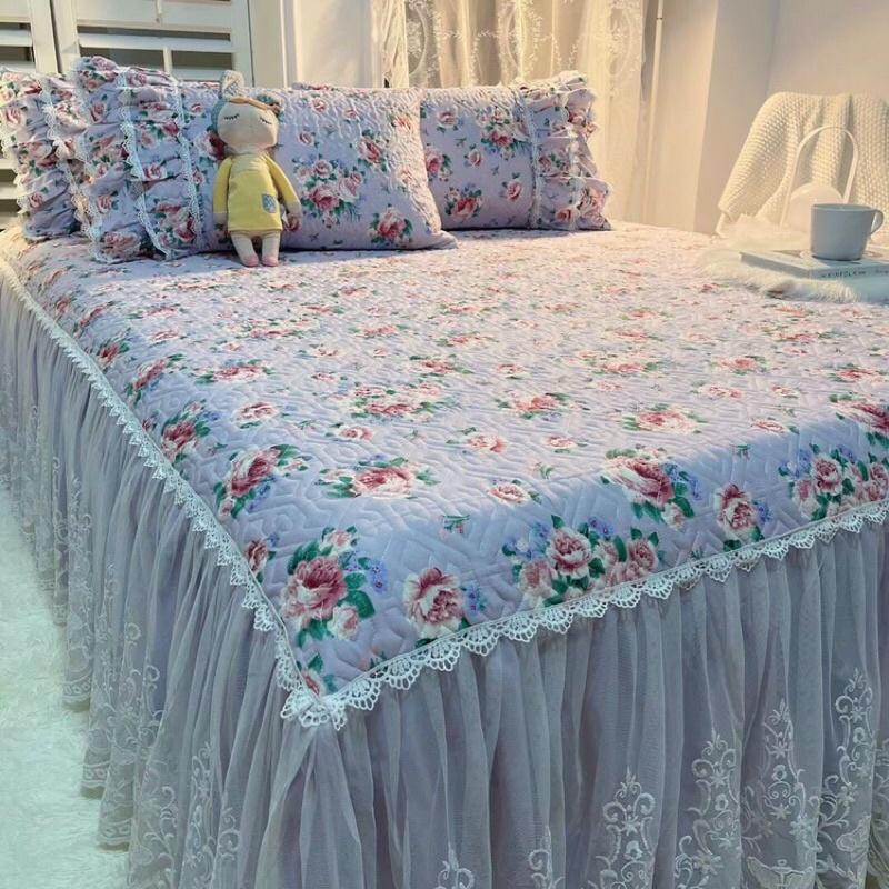 Bộ ga gối trần bông rèm phủ điệu đà 1m8x2m 3 món