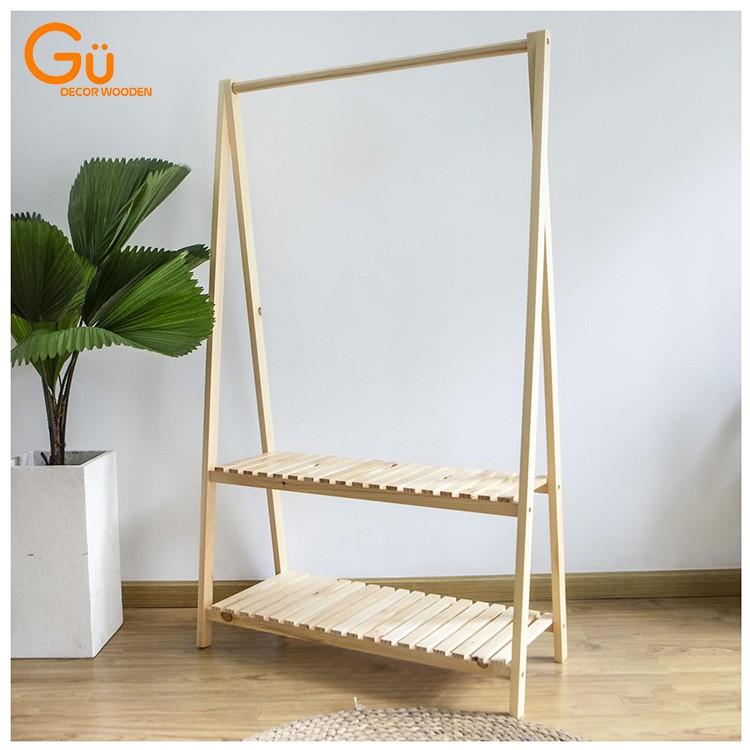 Gía treo quần áo chữ A GU.DECOR WOODEN - Kệ treo đồ chất liệu Gỗ thông nhập khẩu Newzealand loại 1