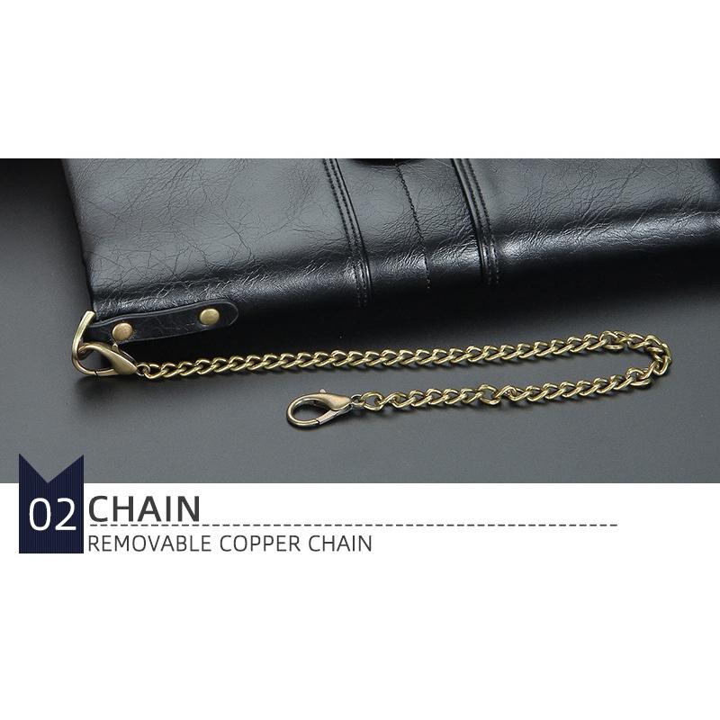 Bóp ví clutch cầm tay nam hàng hiệu với nhiều ngăn với dây treo phong cách vintage - S3229