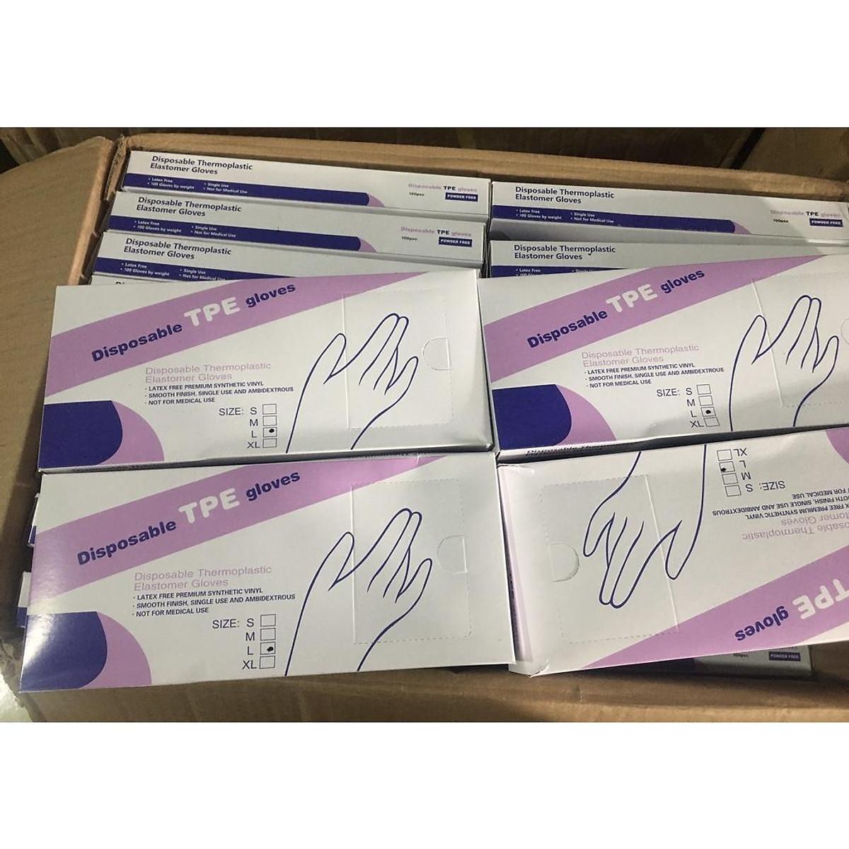 Hộp găng tay TPE mới siêu dai Glove HỘP TÍM 100 đôi