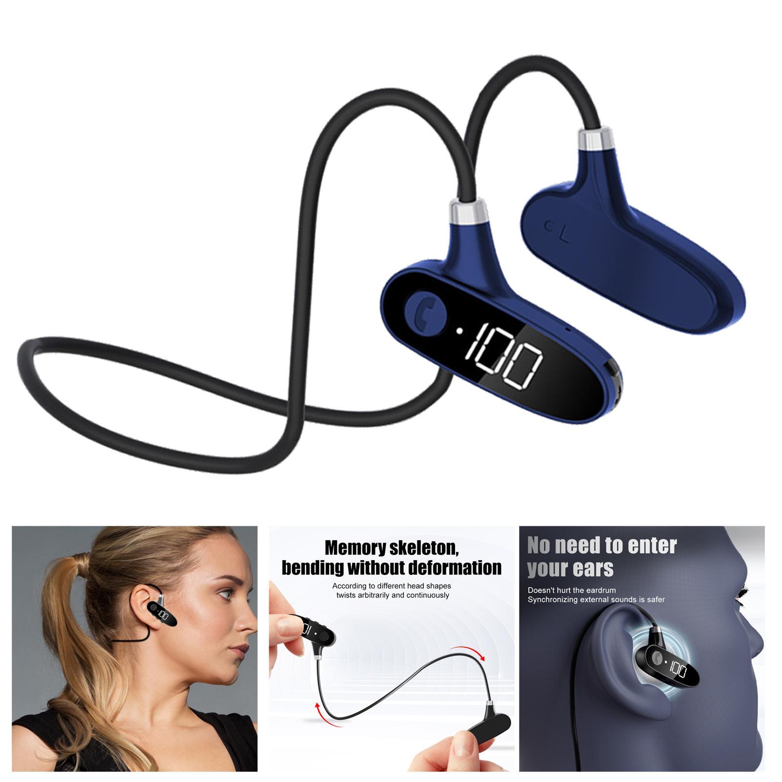 2x Bone Conduction Bluetooth 5.2 Headphones Headsets 10H blue
