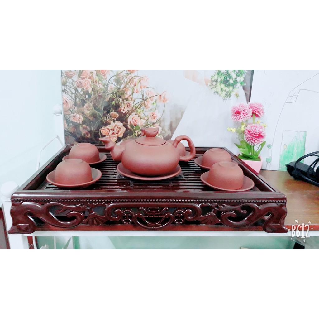 Khay sập đựng ấm chén nhựa giả gỗ 40x30cm - Loại 1