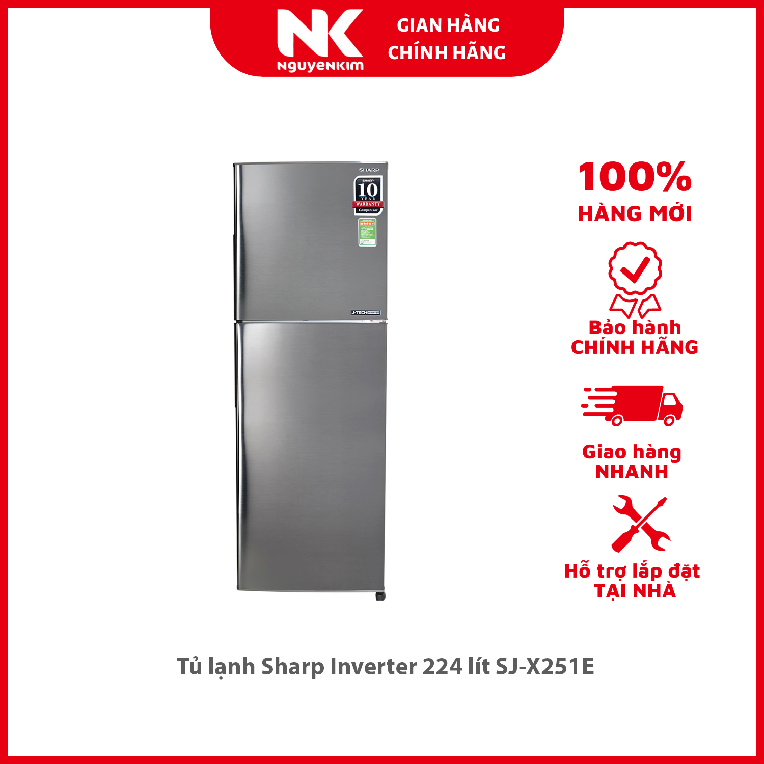 Tủ lạnh Sharp Inverter 224 lít SJ-X251E - Hàng chính hãng [Giao hàng toàn quốc]
