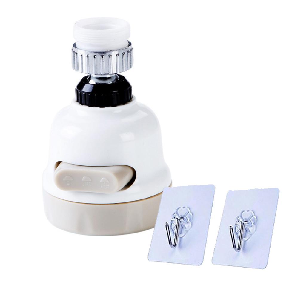 Đầu Vòi Tăng Áp Điều Hướng 360 Độ 3 Chế Độ Chảy Kèm 02 Móc Treo Dán Tường Cao Cấp - Hàng Chất Lượng