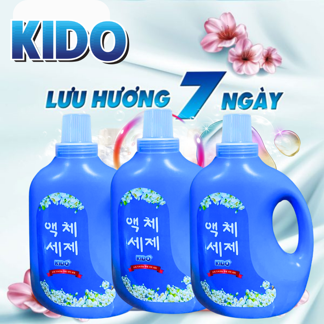 Nước Giặt KIDO blue 2lít Xanh  Công nghệ Hàn Quốc Hương Thơm dễ chịu