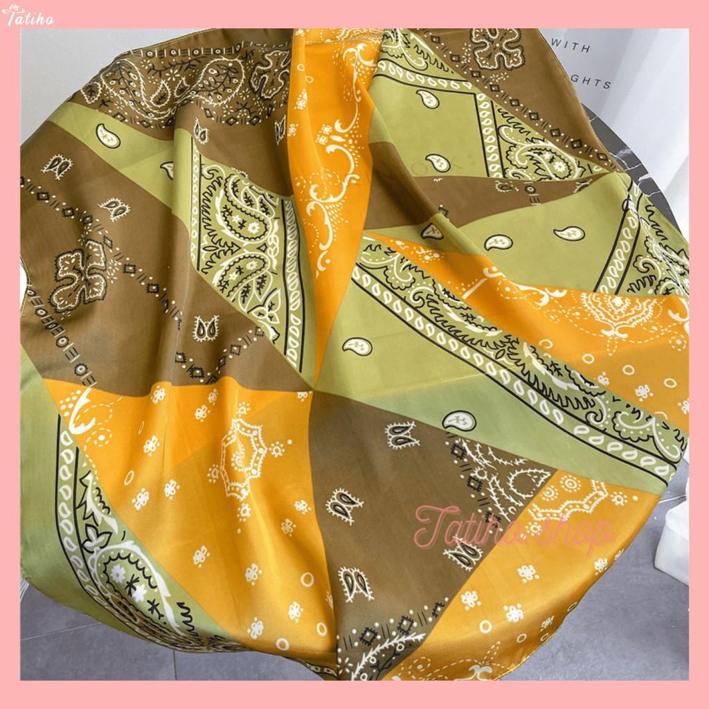 Khăn Bandana Lụa, Khăn Turban Cao Cấp Họa Tiết Tế Bào - Chất Liệu Chiffon 70x70cm - Mã B003