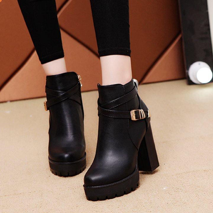 Giày Boots Cao Gót Da PU 10.5cm B560-4095