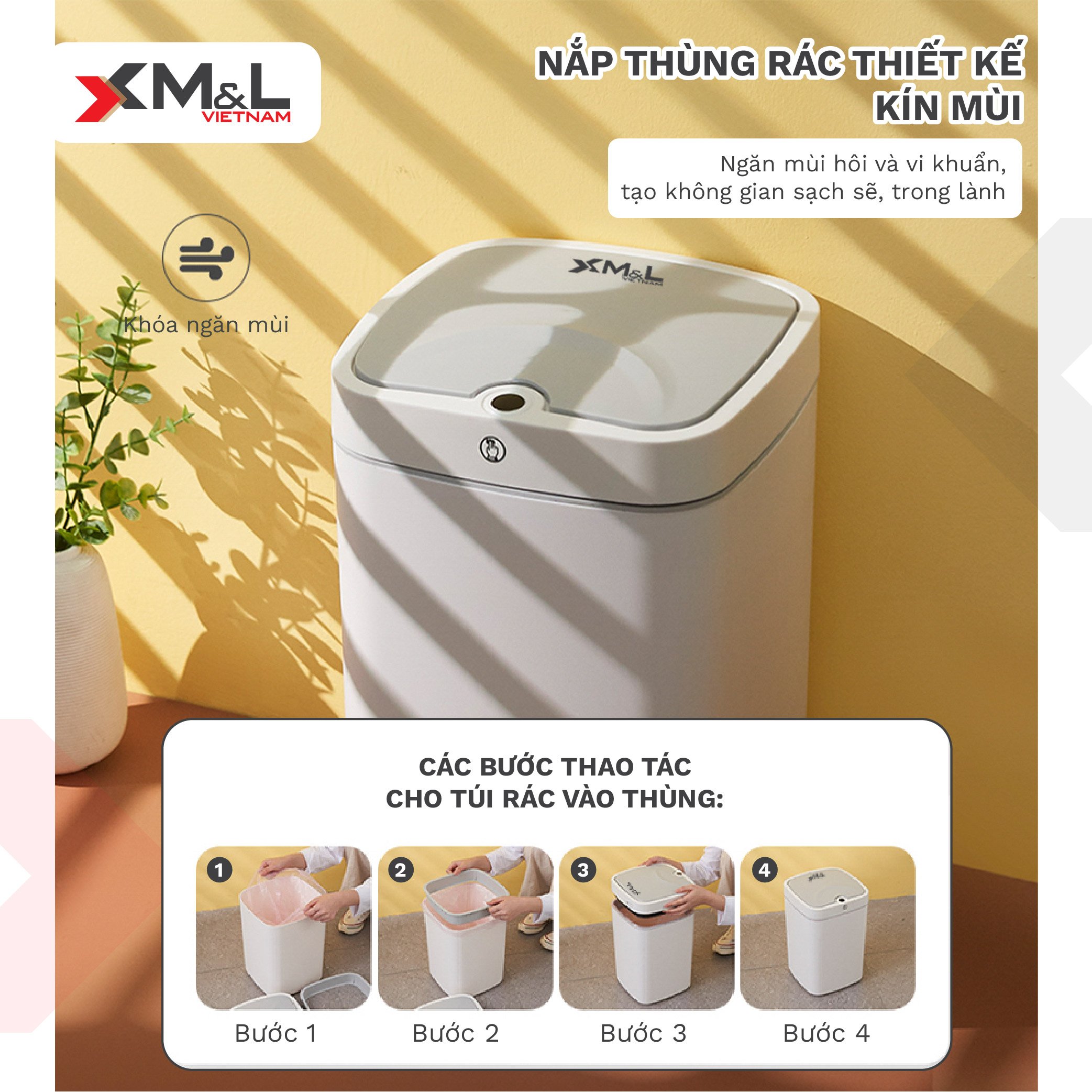 Thùng rác cảm ứng thông minh 18 lít ML B-JA-18