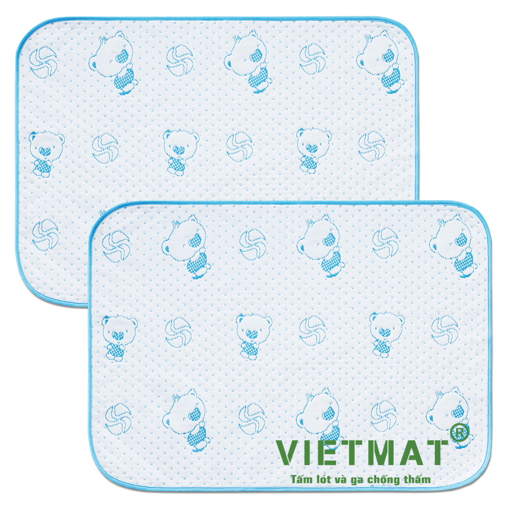 Combo 2 Tấm Lót Chống Thấm VIETMAT Màu Xanh (Size 50 x 70 cm)