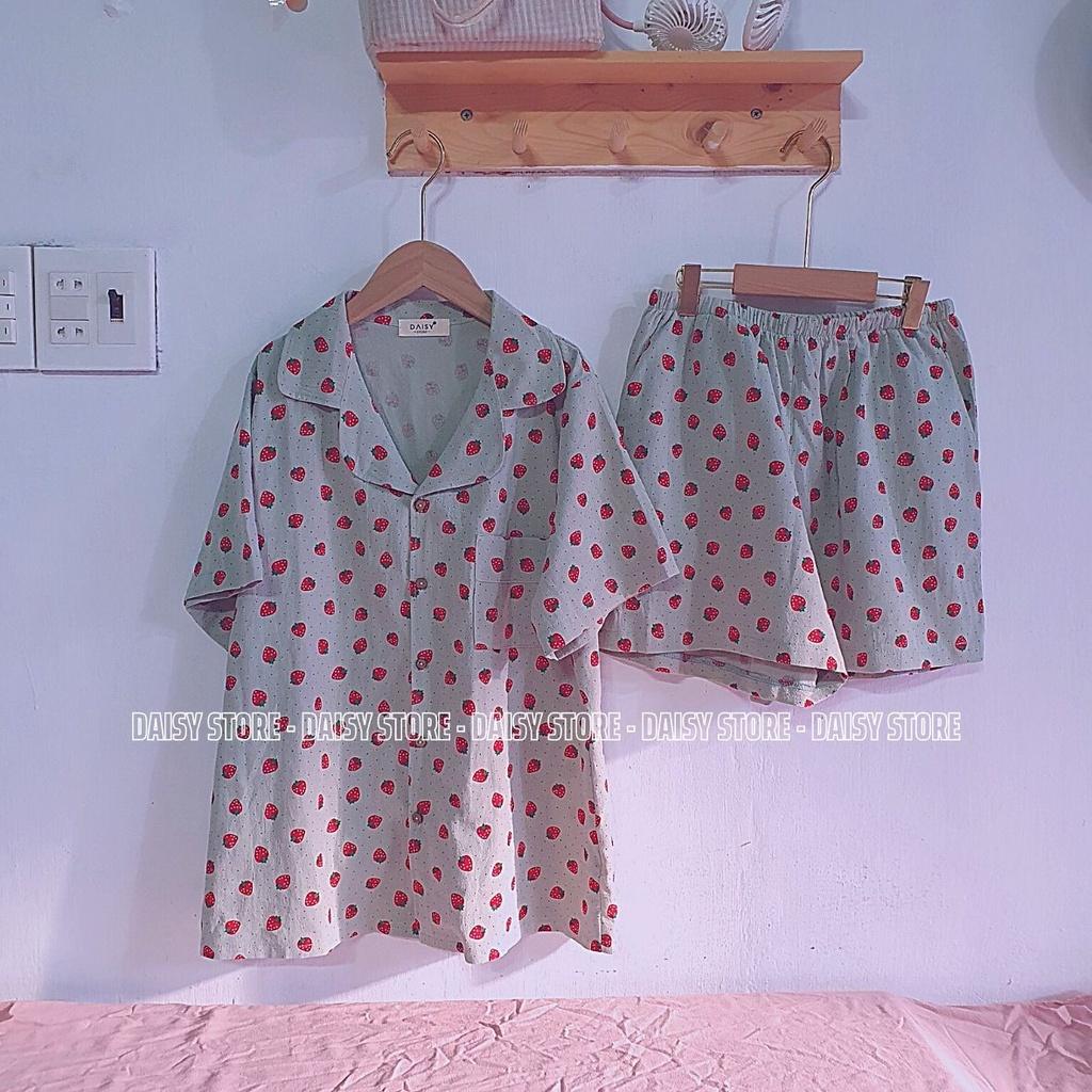 Pyjama đùi thô đũi dâu