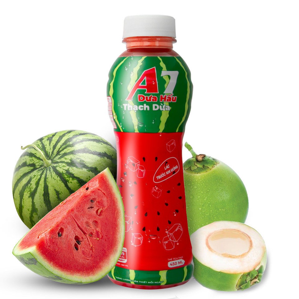 Nước Dưa Hấu Thạch Dừa A7 Chai 450ml - Lốc 6 Chai