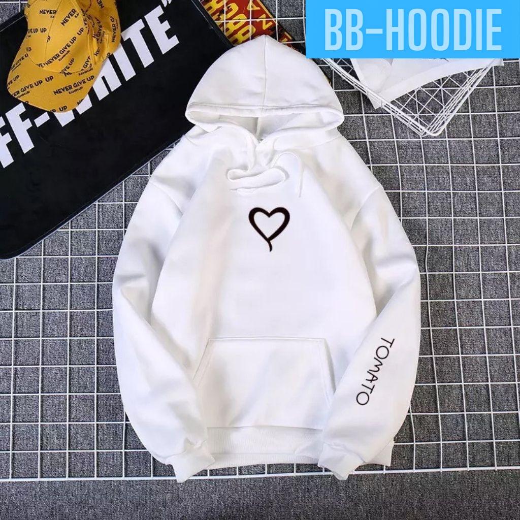 ÁO HOODIE NỈ UNISEX IN TRÁI TYM TOMATO CỰC ĐẸP