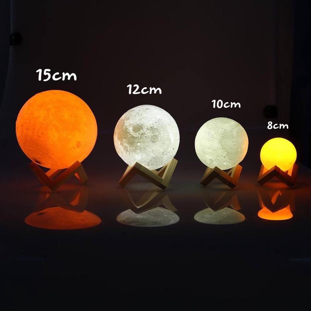 Đèn Ngủ Mặt Trăng Ver2019 size 10cm 15 cm(cảm biến) tặng kèm đế gỗ