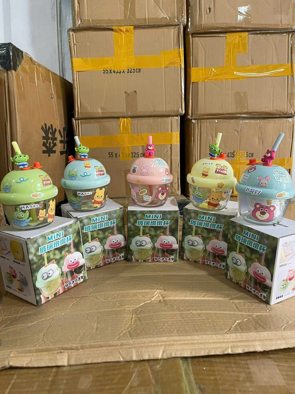 Cốc Thủy Tinh 210ml Cho Bé + Ống Hút + Sticker Tặng Kèm Tiện Dụng - HÀNG CHÍNH HÃNG MINIIN