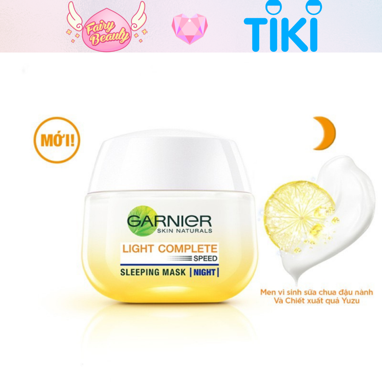 [GARNIER] Dưỡng Ẩm &amp; Mặt Nạ Ngủ Ban Đêm Vitamin C 2 Trong 1, Giúp Trắng Da Mờ Thâm Bright Complete Sleeping Mask 50/18ml