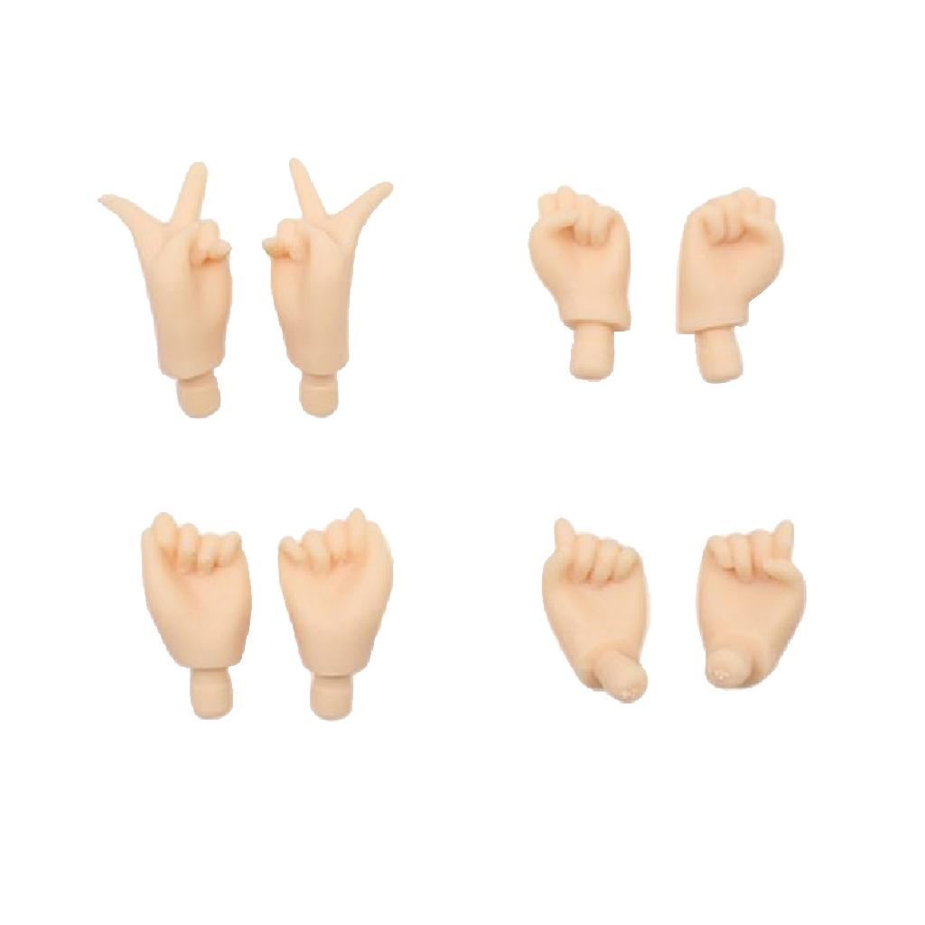4 Pair Movable Hands for Blythe Doll Custom Body Parts Accessory White Skin