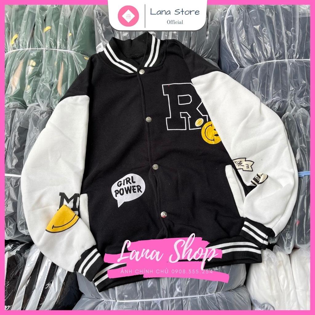 Áo Khoác Bomber Varsity Jacket in chữ R Girl Power cá tính form Unisex