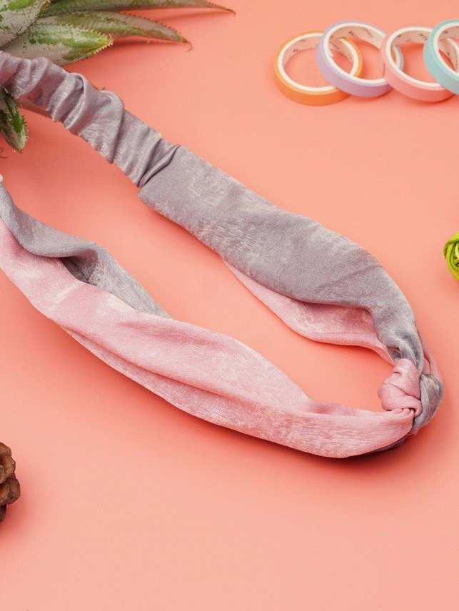 Băng Đô Cài Tóc Vải Thắt Bím Lụa Hàn Quốc Cao Cấp Màu Hồng-Xám - Mã BD145