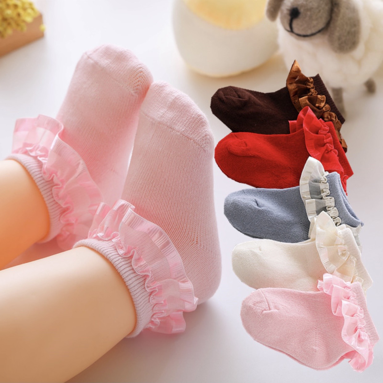 Combo 5 đôi Vớ cổ ngắn viền ren trẻ em