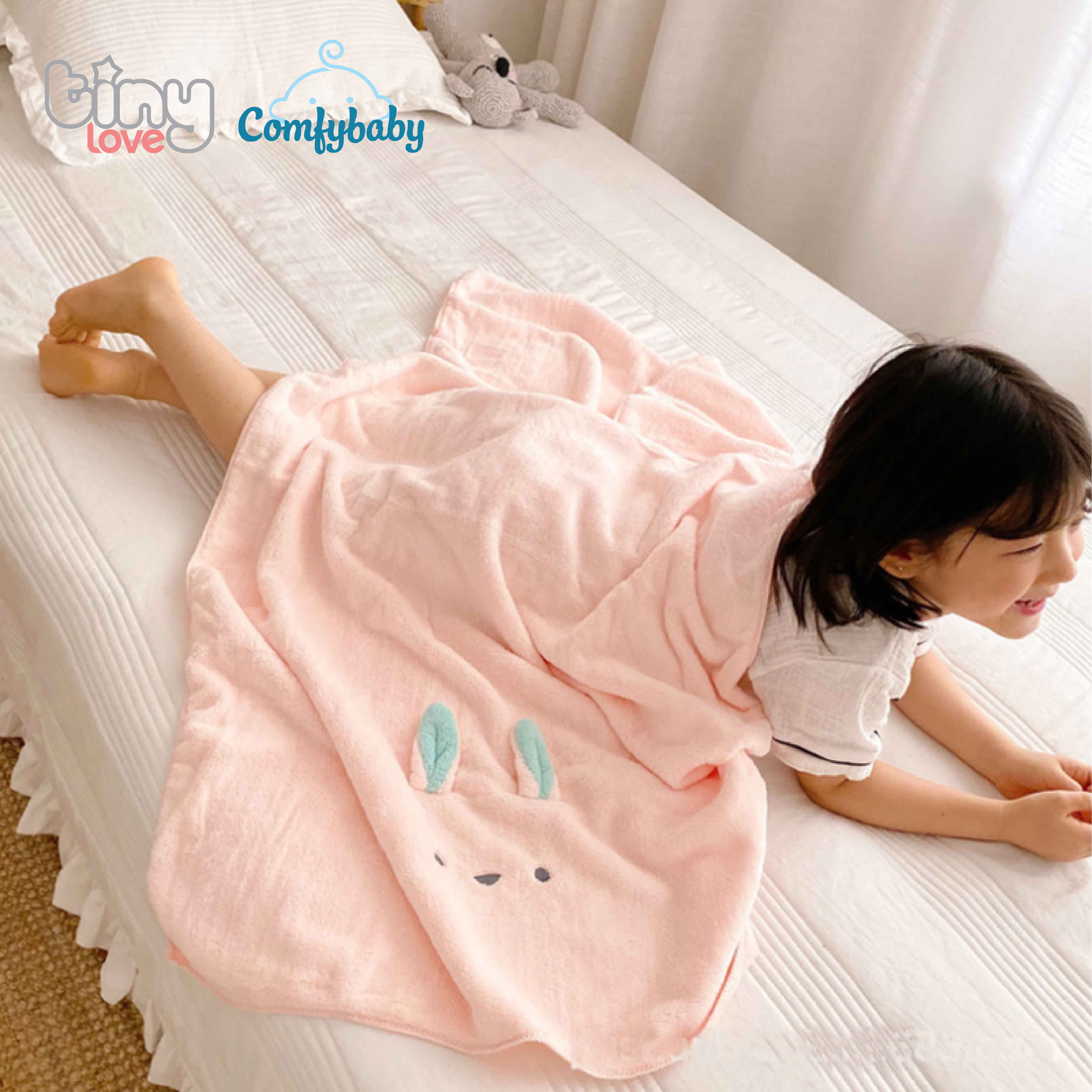 New - Khăn tắm/ chăn lông siêu mềm TinyLove 100% Coral velvet thấm hút nhanh, Size 70*140cm, hình dễ thương KT03