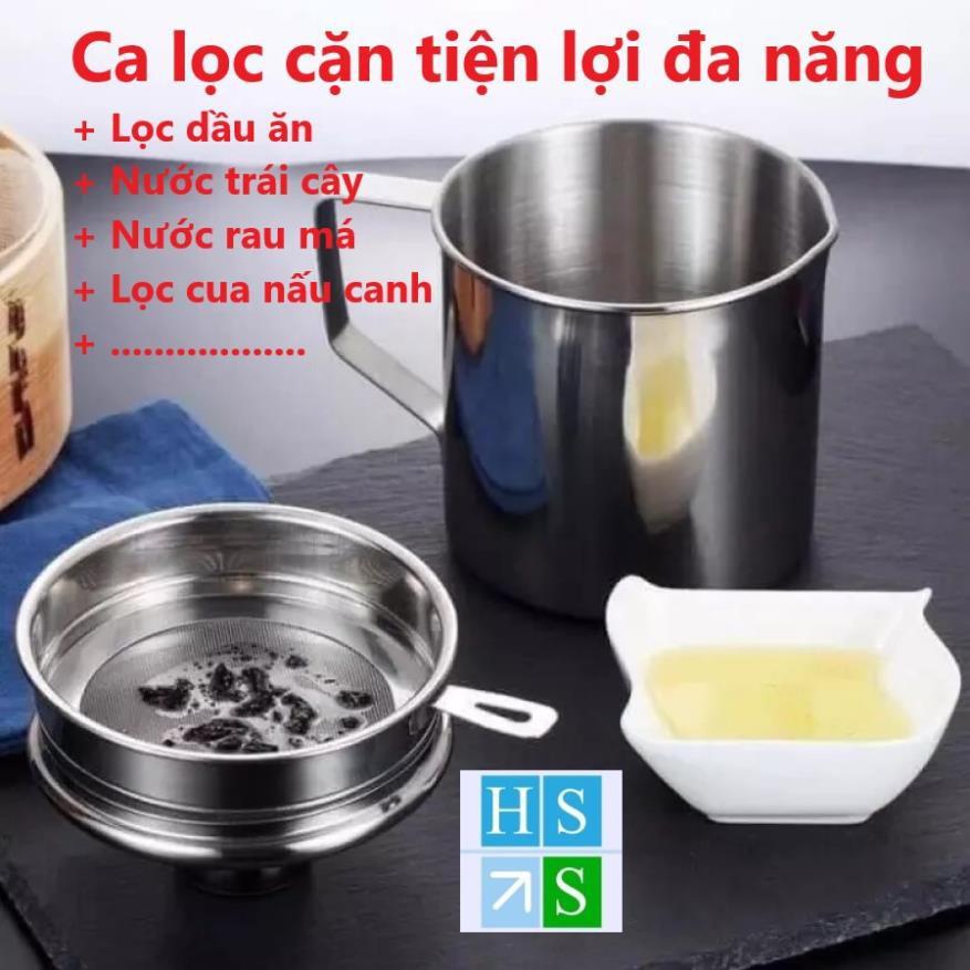 Ca lọc dầu ăn INOX 304 1,2l hàng cao cấp, có lưới lọc cặn tiện lợi dùng lọc nước trái cây, lọc đậu nành,lọc cua -HS Shop