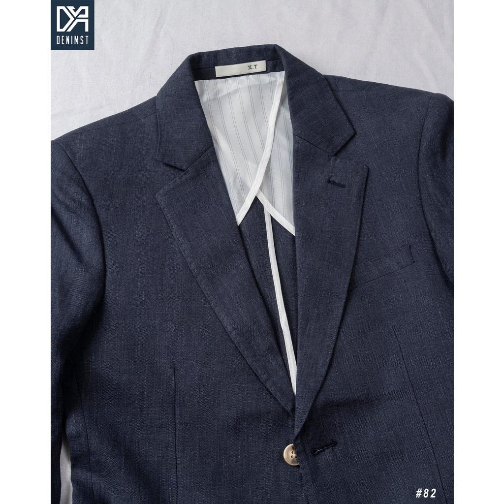 Bộ Quần Áo Blazer Nam Cao Cấp DENIMST A82 Chất Đũi, Mềm Mại, Thoáng Mát, Dáng Suông