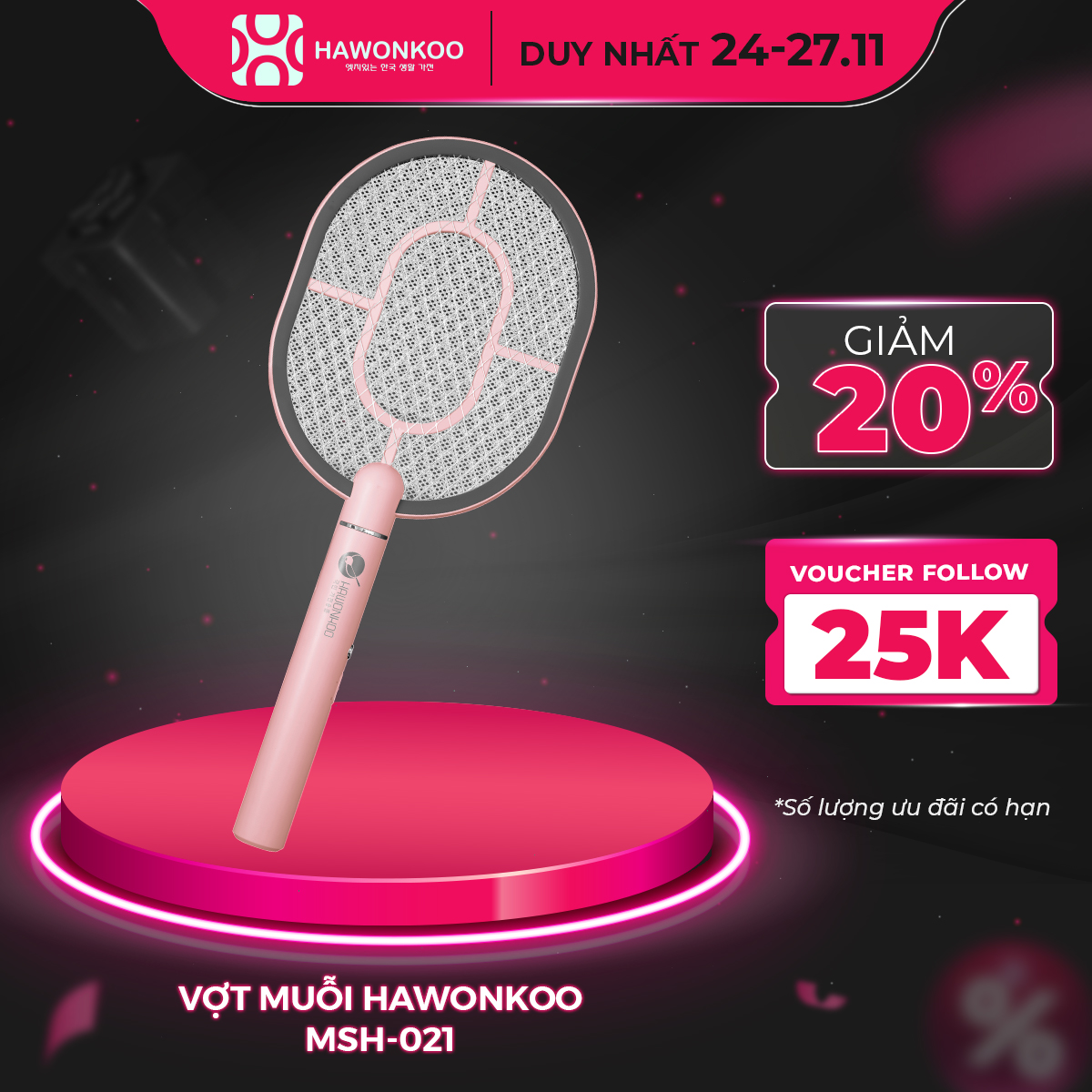 Vợt Muỗi HAWONKOO MSH-021 Cổng USB Pin 1200MAH Hàng Chính Hãng Bảo Hành 12 Tháng - Thương Hiệu Hàn Quốc