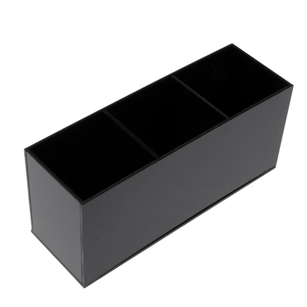 3X Black Acrylic Brush Organizer Holder 3 Grids Makeup Tools Display Stand