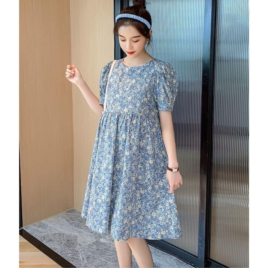 Váy bầu cao cấp chất đũi Hàn siêu mát thiết kế sang chảnh không nhănFree size 43~70kg