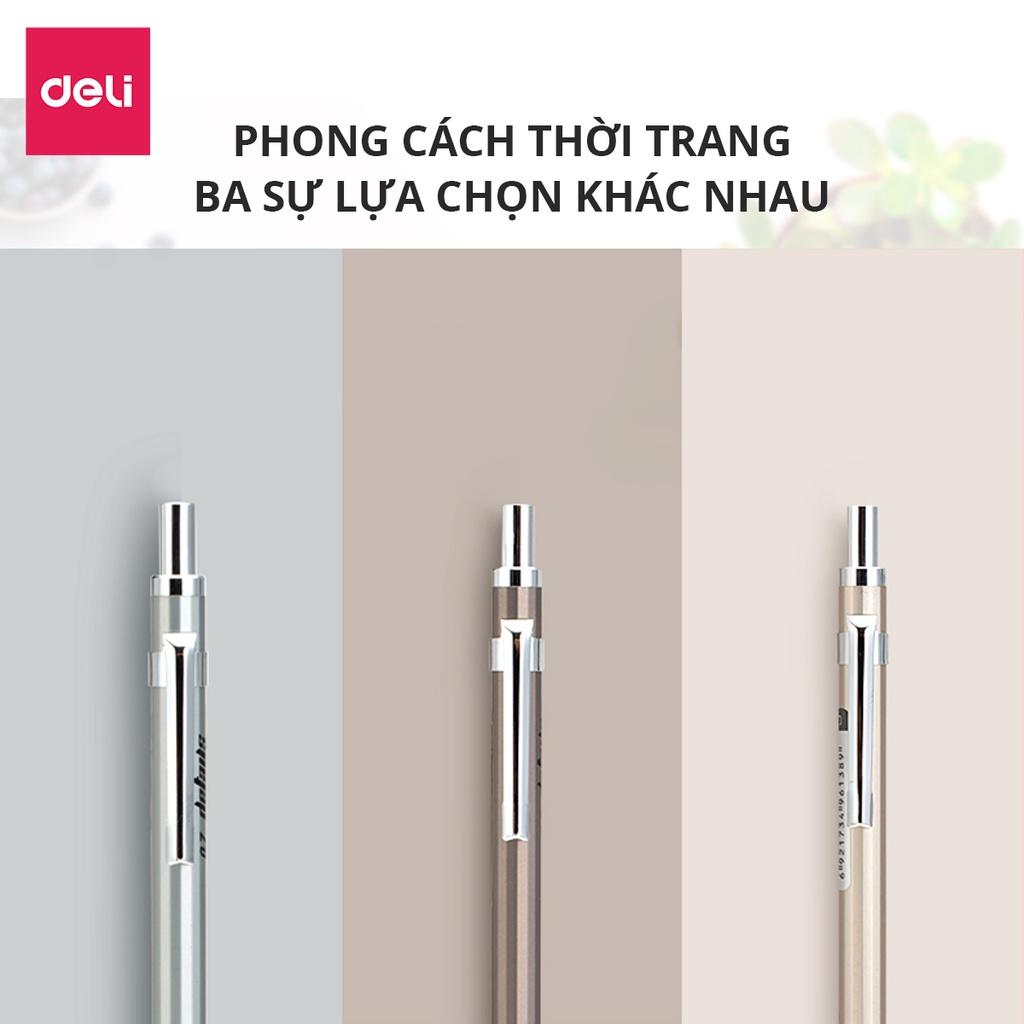 Bút Chì Kim Bấm Thân Kim Loại Ngòi 0.5mm Kèm Đầu Tẩy Học Sinh Deli - Phù Hợp Cho Văn Phòng, Nhà Trường, Vẽ Kĩ Thuật