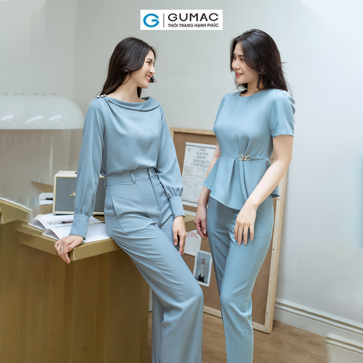 Áo kiểu khoét vai GUMAC AD08058