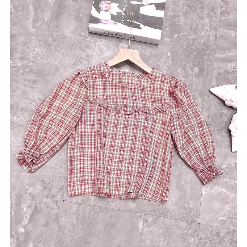 Bán sỉ áo sơ mi kẻ bèo cổ chun tay