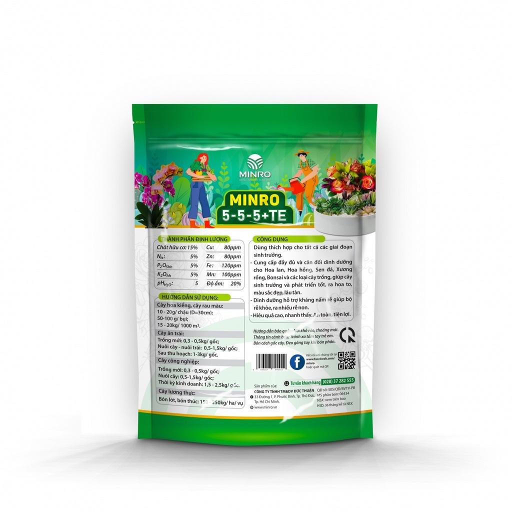 Phân Bón Hữu Cơ Khoáng Minro 5 - 5 - 5 + TE kháng nấm rễ, cải tạo đất Gói 1kg