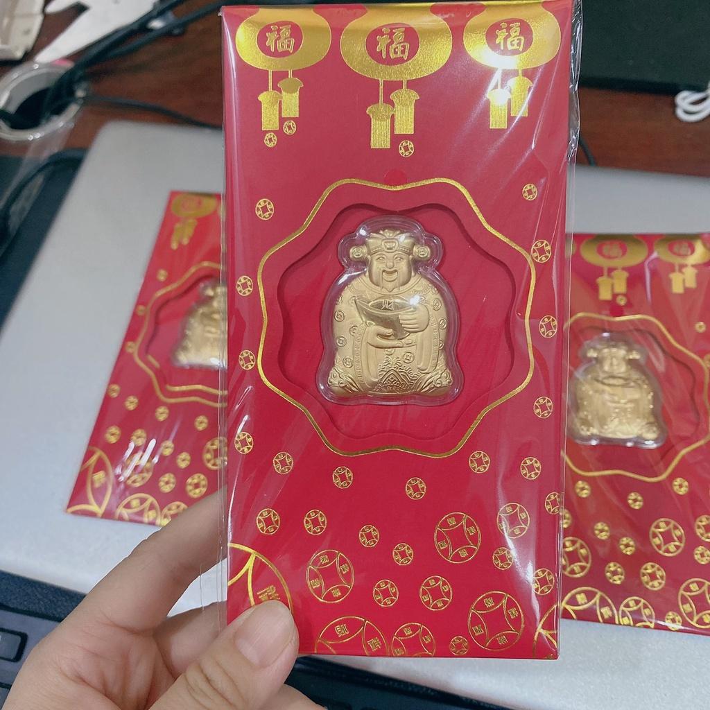 Bao Lì Xì Thần Tài Mạ Vàng 24K - Bao Lì Xì May Mắn Rước Tài Lộc