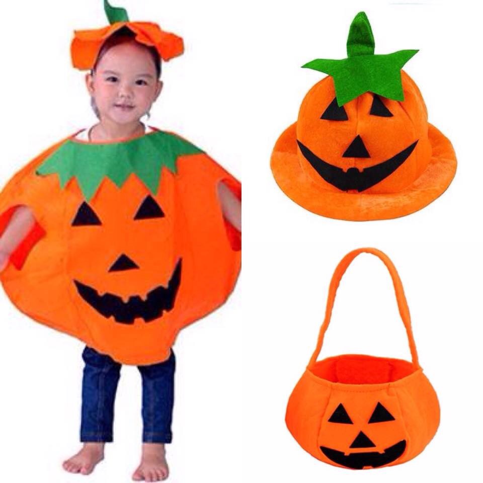 Trang phục bí ngô Halloween cho bé 3 món