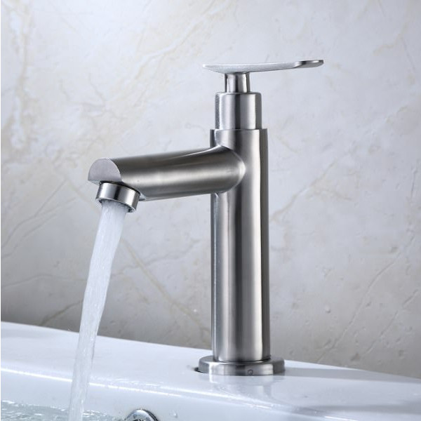 Vòi Lavabo chỉ lạnh trụ tròn SUS304 + dây cấp - Hàng ITALIA