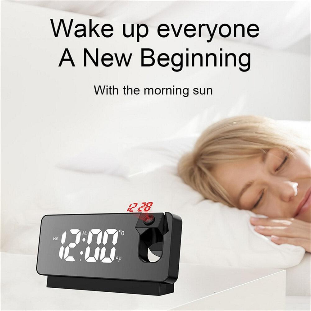 Bảng đồng hồ báo thức kỹ thuật số Led Đồng hồ báo thức điện tử với máy chiếu thời gian 180 độ Phòng ngủ Đồng hồ đầu giường