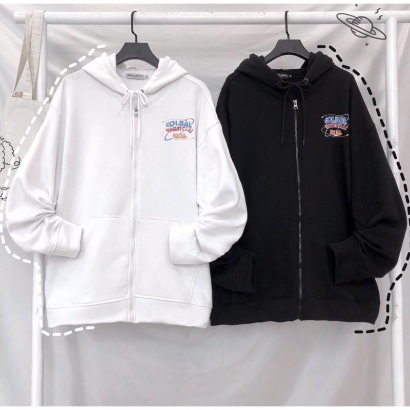 Áo khoác hoodie form rộng phối dây kéo GLOBAL ulzzang ( ảnh thật )