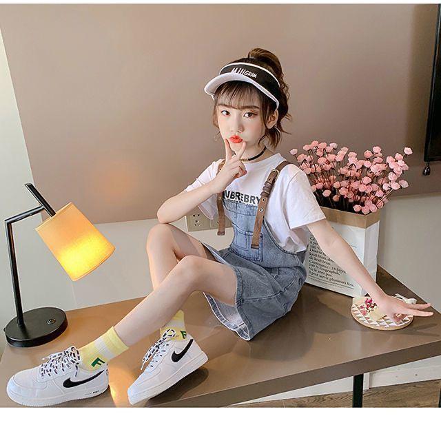 CHENGRUI 2023 Mùa xuân và mùa thu tây phiên bản Hàn Quốc của cô gái váy trẻ em denim dây đeo váy vest đầm bé