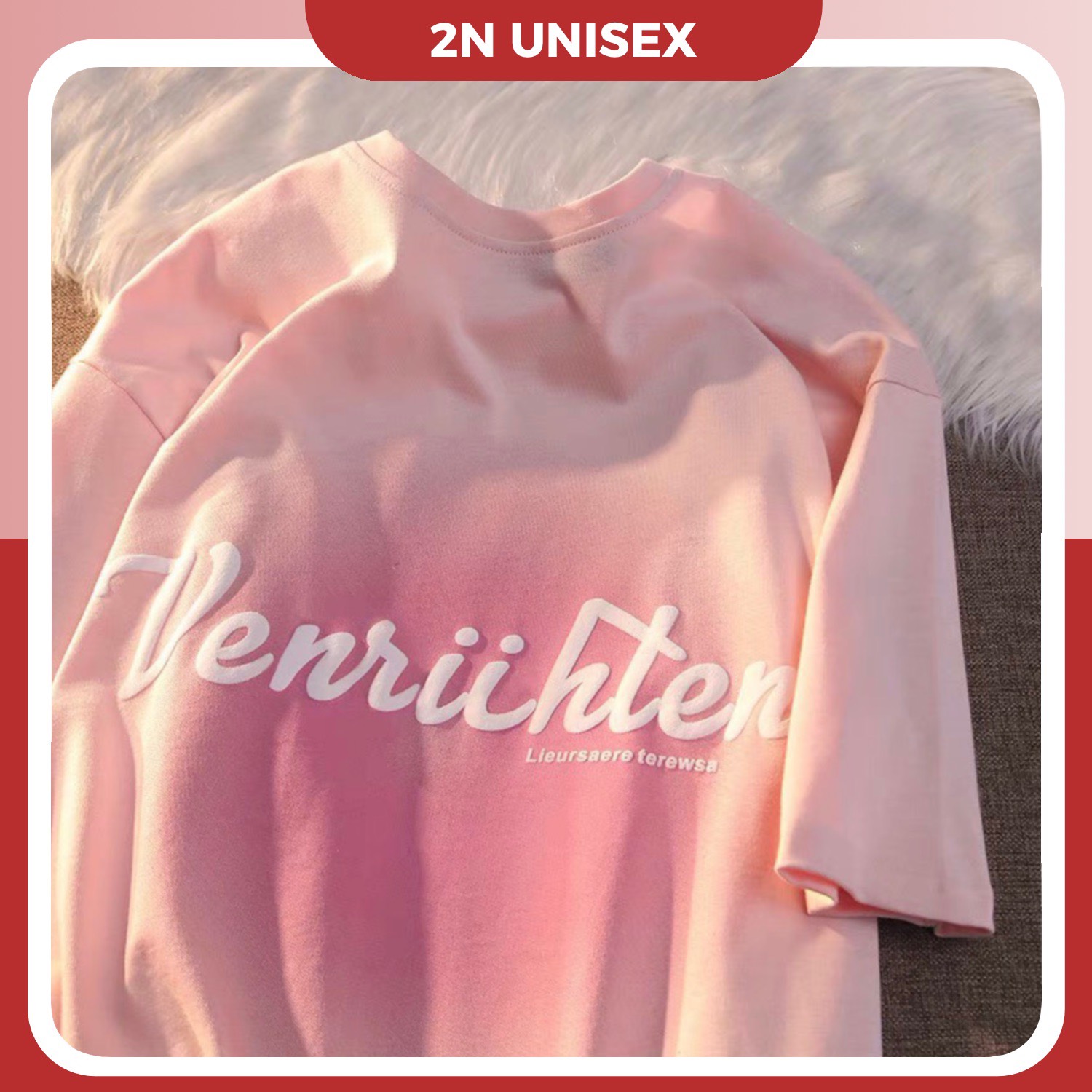 Áo thun tay lỡ form rộng - phông nam nữ cotton oversize - T shirt hồng pastel a - 2N Unisex