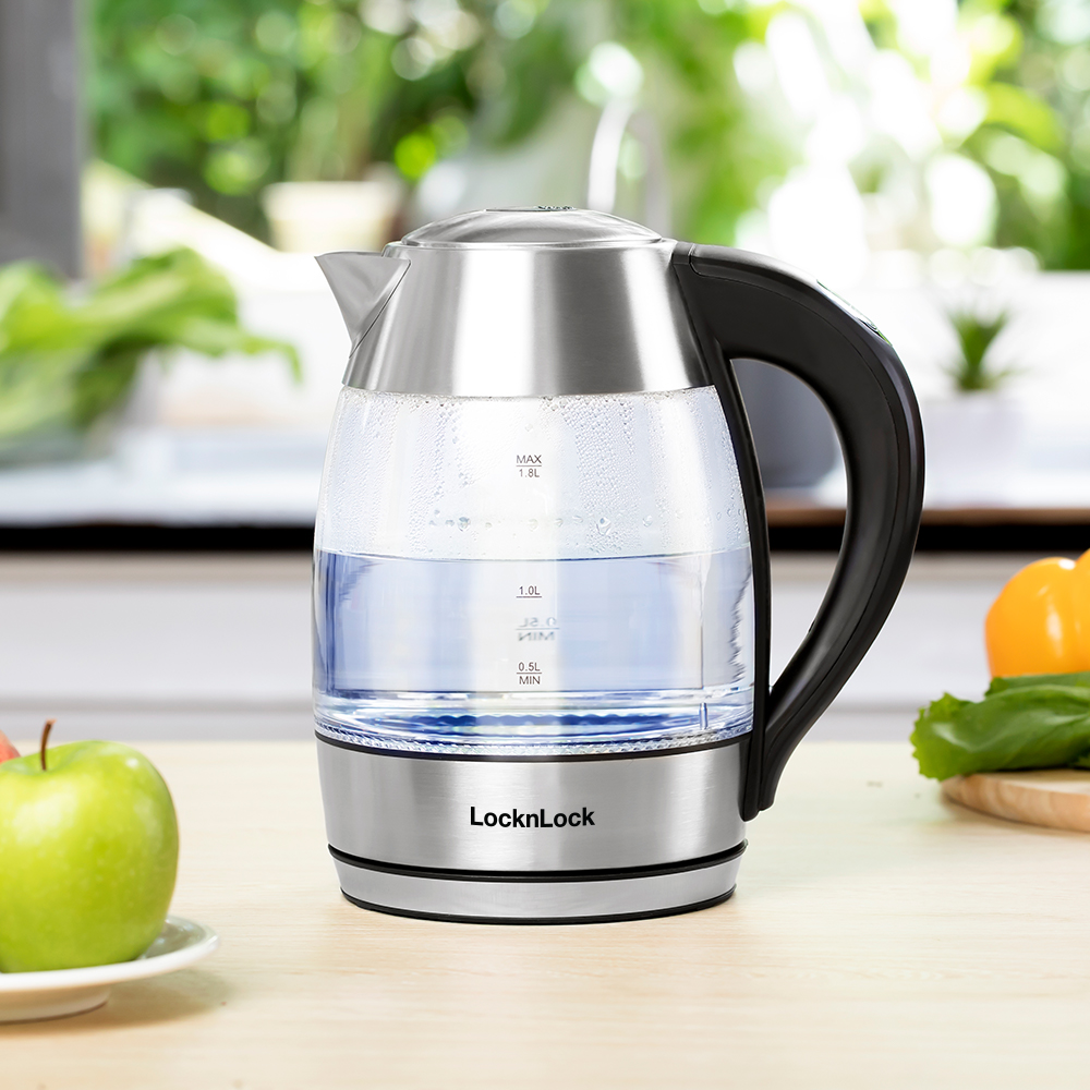 Ấm Điện Thủy Tinh Siêu Tốc Có Điều Chỉnh Nhiệt Độ Lock&amp;Lock EJK341 (1.8L) - Hàng chính hãng