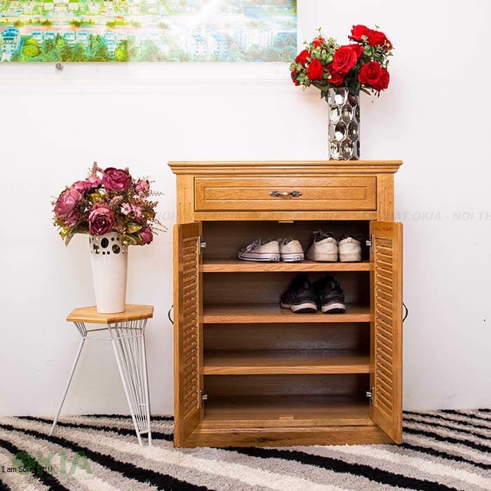 Tủ giày dép gỗ sồi thịt 100% ngang 80cm giá tốt hàng xưởng đóng chắn chắn