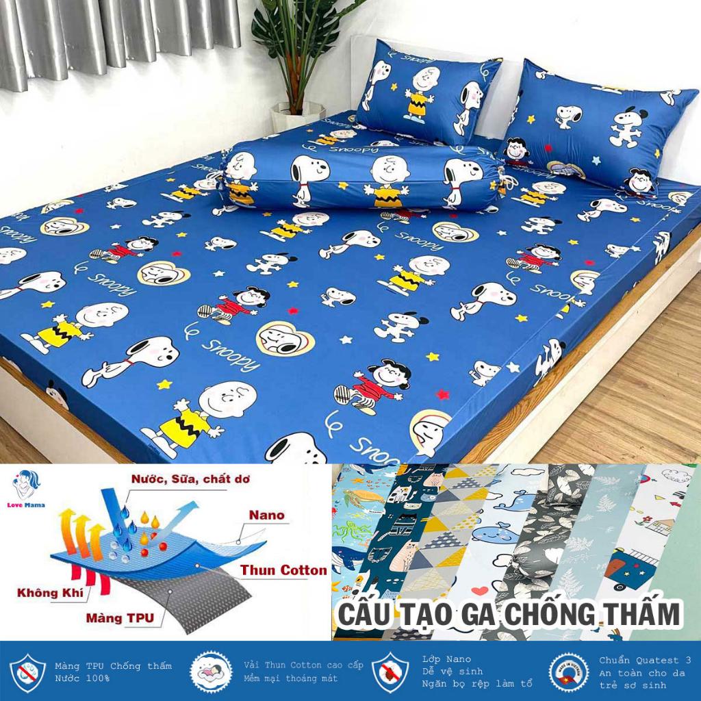 Ga chống thấm Cotton Snoopy không sột soạt, không nóng, mềm mại thoáng mát