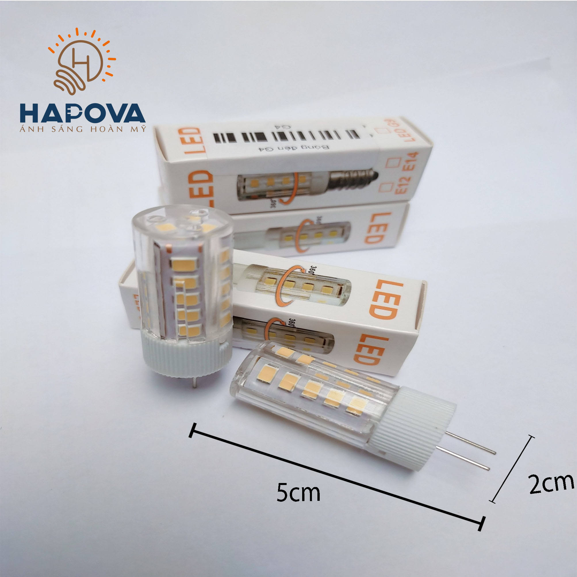 Bóng đèn LED ghim ngón HAPOVA EVIS G4 3W - 220V nhỏ gọn tiện dụng. LED chân kim cho đèn trang trí