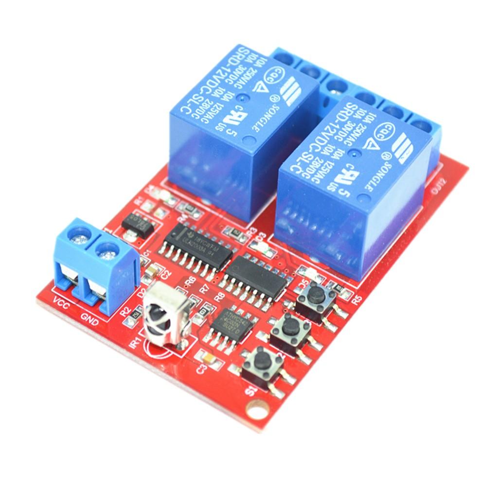 12V 2 Channel Infrared Switch Relay Driving Module Board + Black Switch