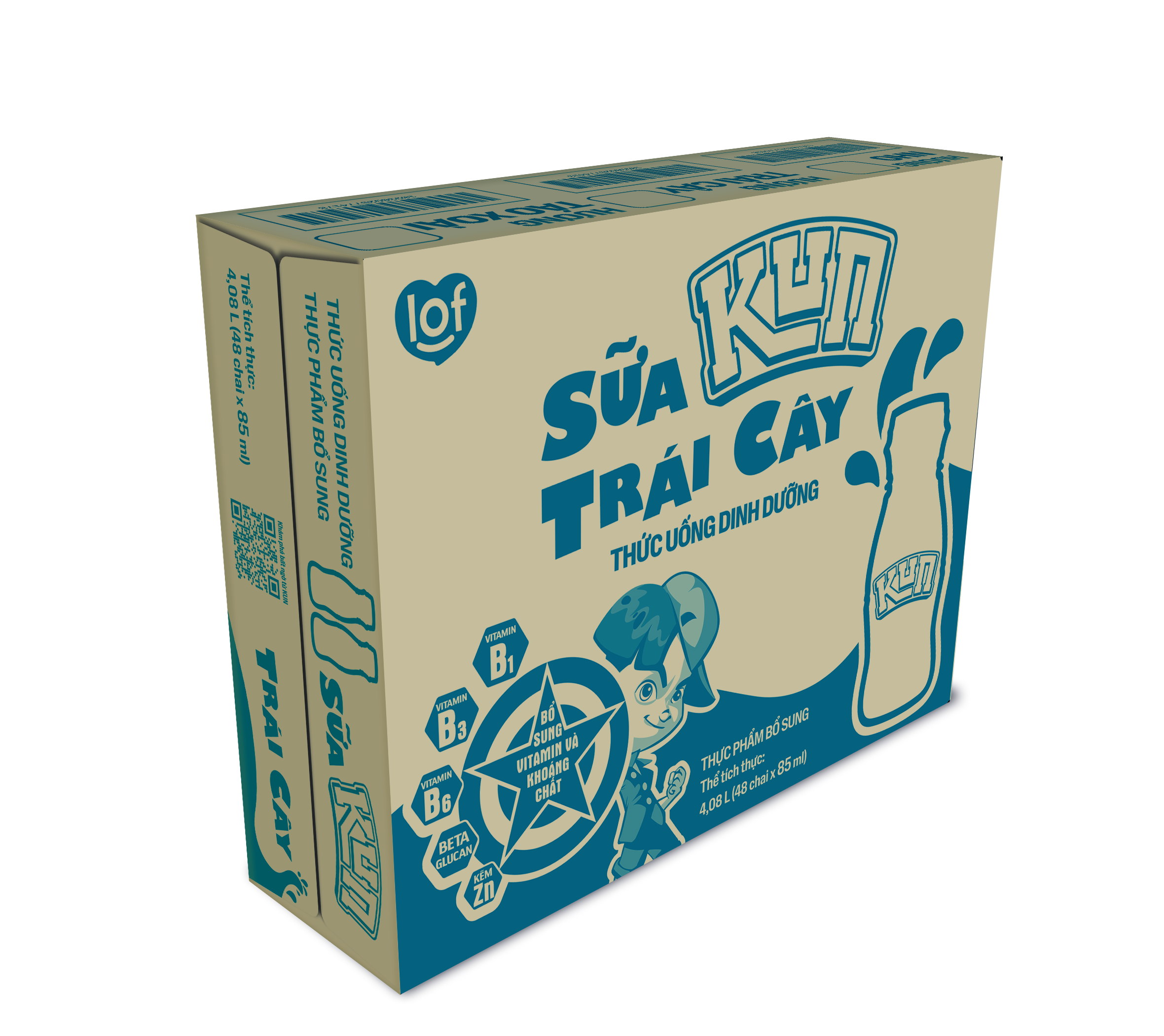 Thùng 48 chai Sữa trái cây KUN hương nho 85ml